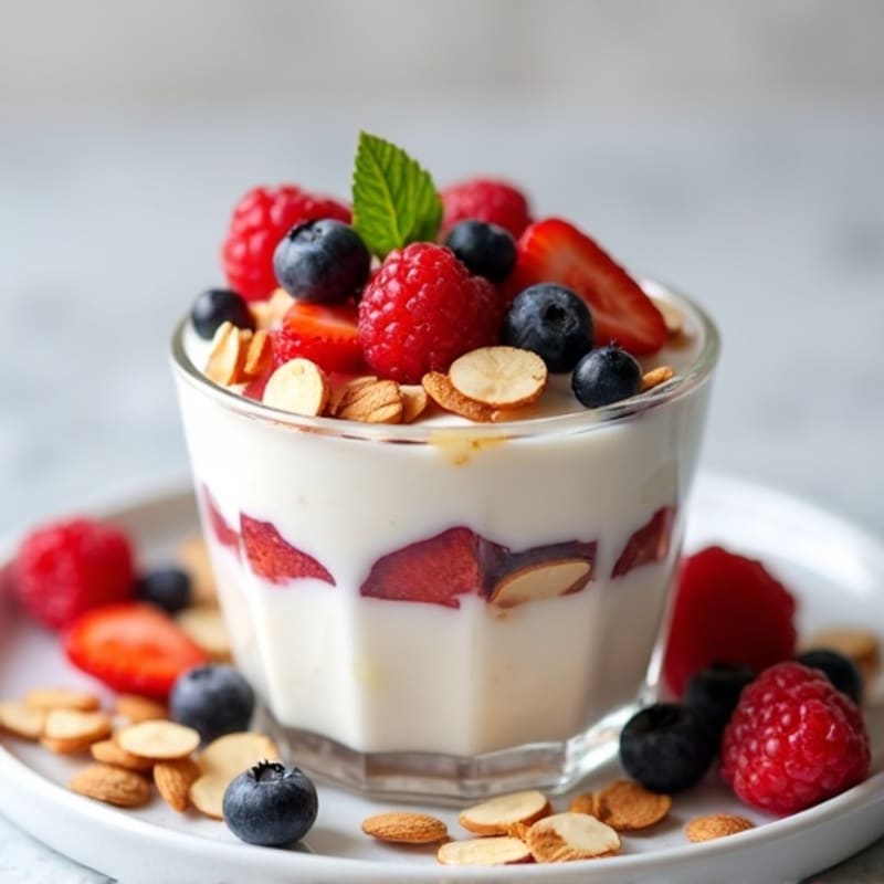 Greek Yogurt Protein Parfait with Mixed Berries and Almonds
