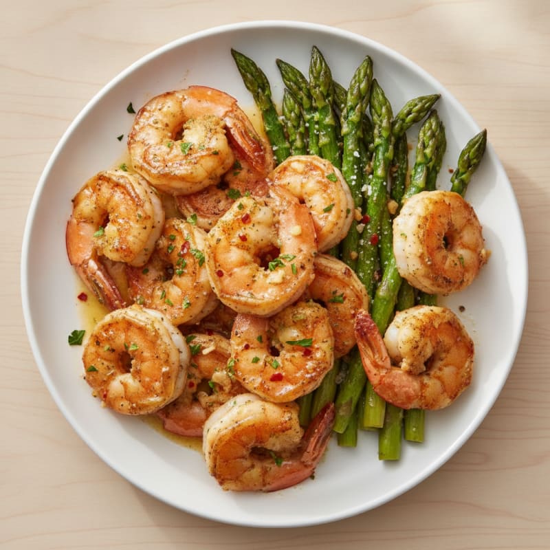 Garlic Butter Shrimp with Roasted Asparagus