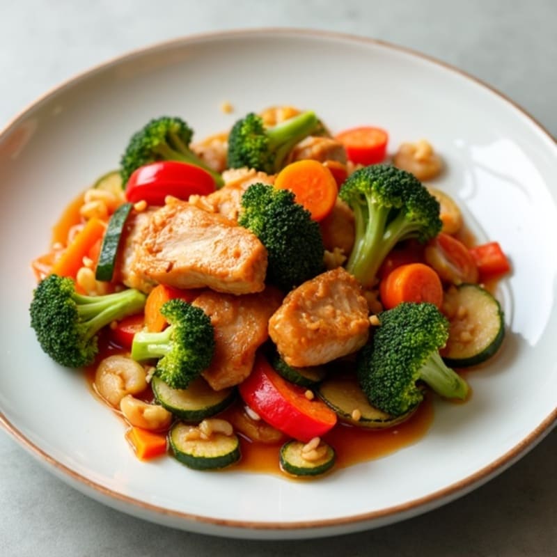 Ginger-Chili Chicken Stir Fry with Crispy Vegetables