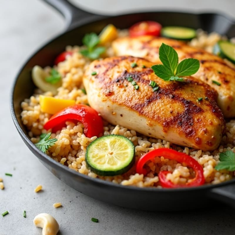 Savory Chicken and Rice Skillet with Fresh Vegetables