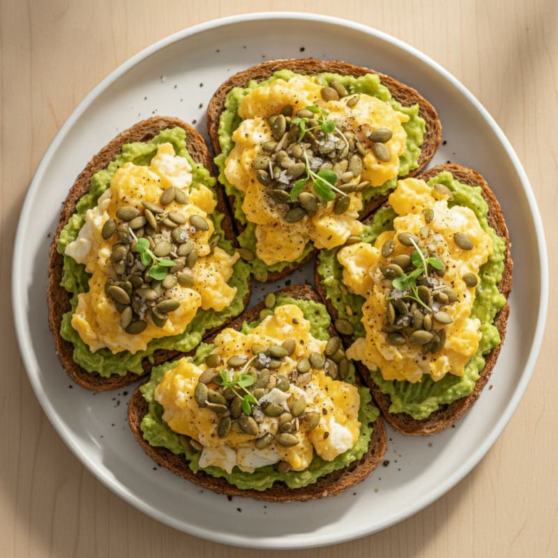 Rye Toast with Sprouted Seeds and Eggs