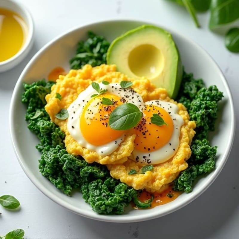 Egg White and Spinach Scramble with Cottage Cheese