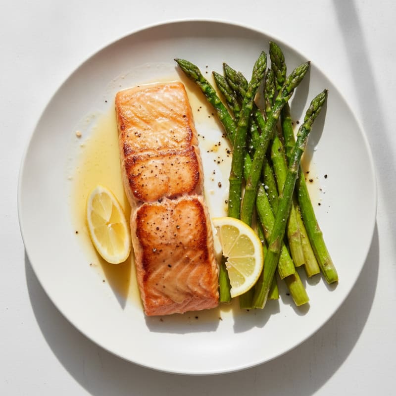 Pan-Seared Salmon with Roasted Asparagus