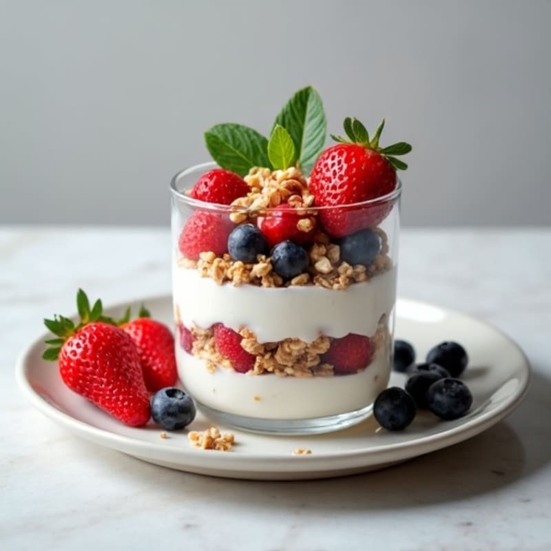 Greek Yogurt Parfait with Mixed Berries and Almond Granola