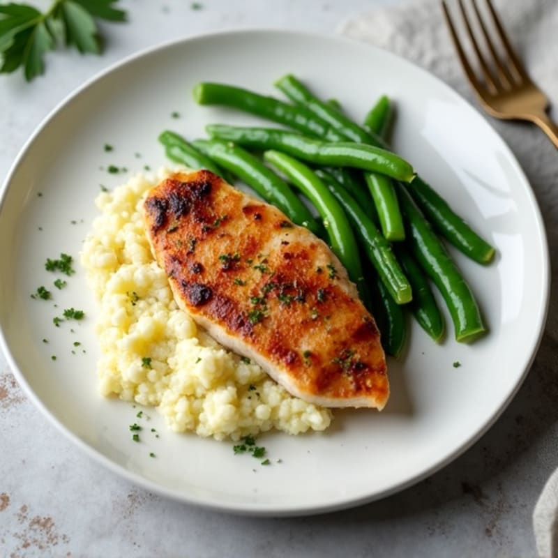 Seared Chicken Breast with Green Beans and Herb-Cauliflower Mash