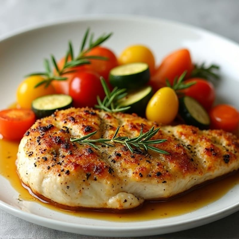 Herb-Crusted Pan Seared Chicken with Roasted Vegetables