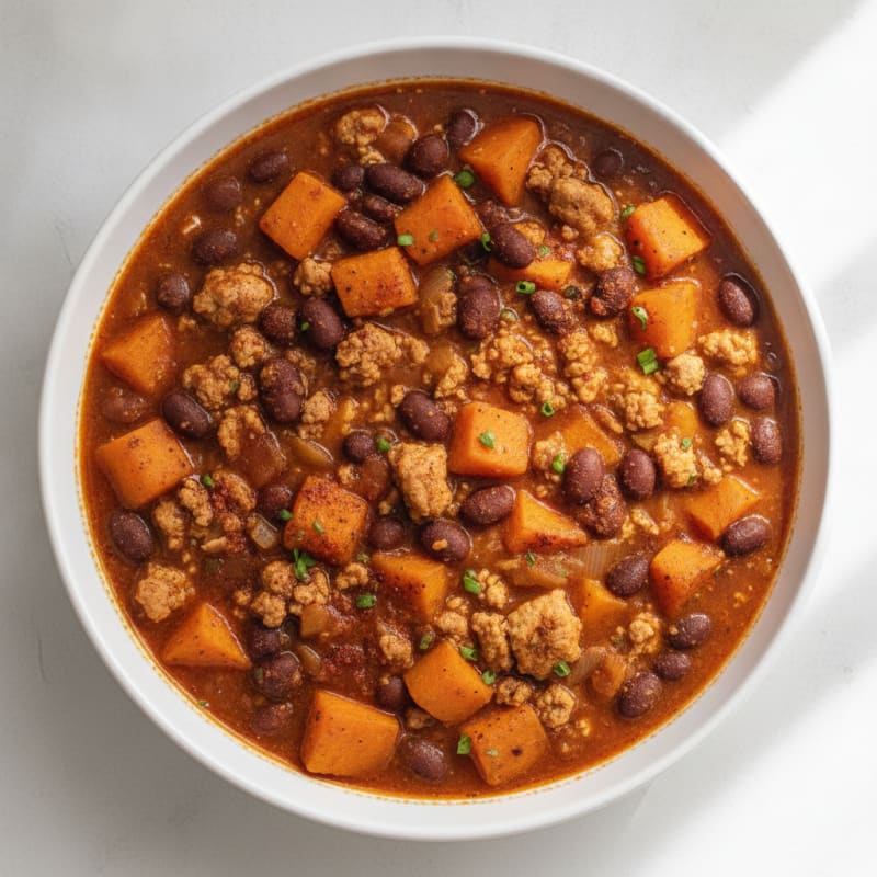 Sweet Potato and Black Bean Turkey Chili