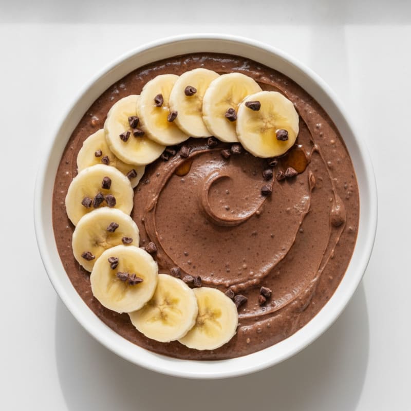 Chocolate Protein Pudding with Sliced Banana