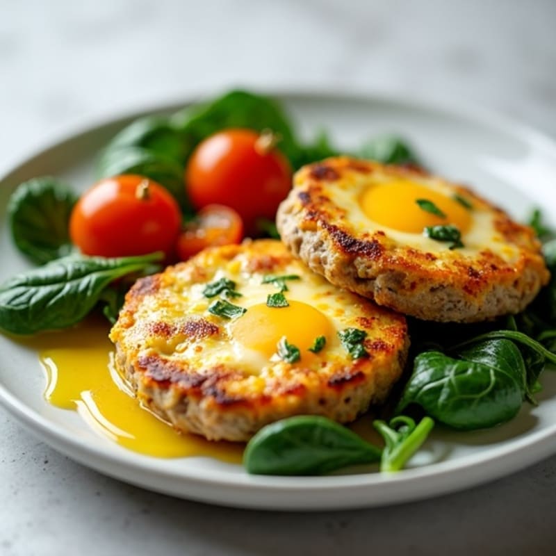 Egg White and Turkey Sausage Scramble with Spinach and Roasted Sweet Potato