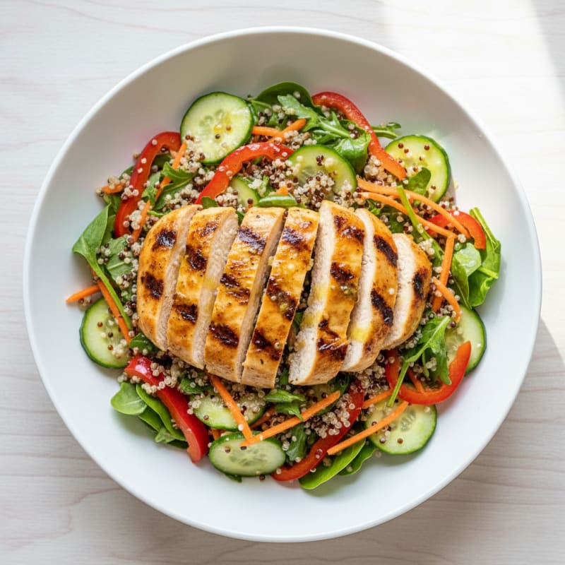 Grilled Chicken and Quinoa Salad with Crunchy Vegetables