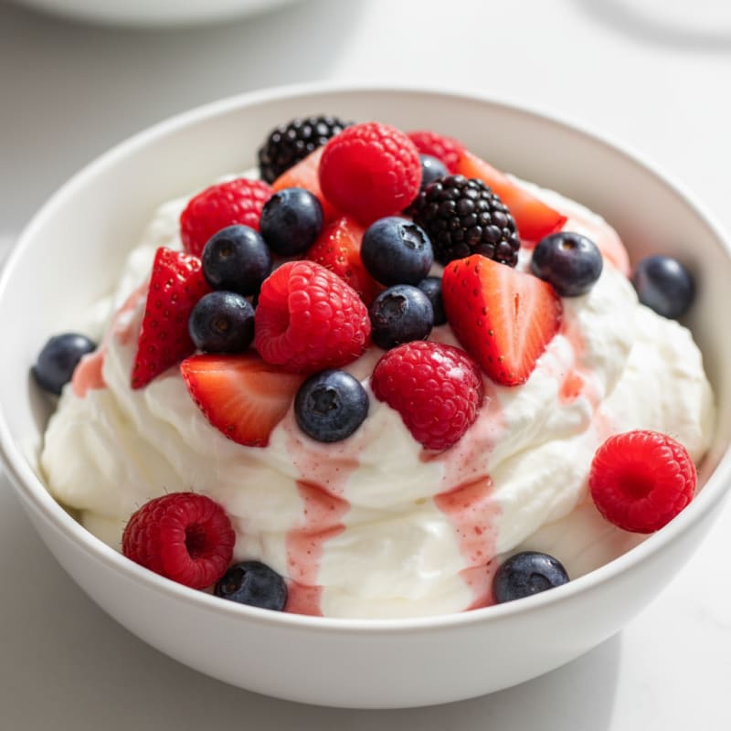 Greek Yogurt Protein Mousse with Mixed Berries