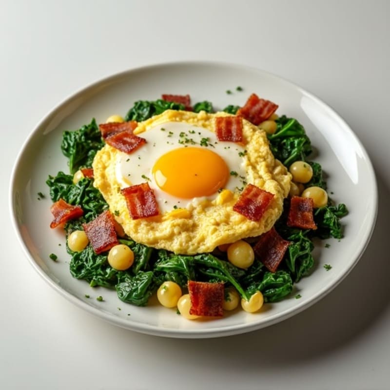 Egg White Spinach Scramble with Turkey Bacon