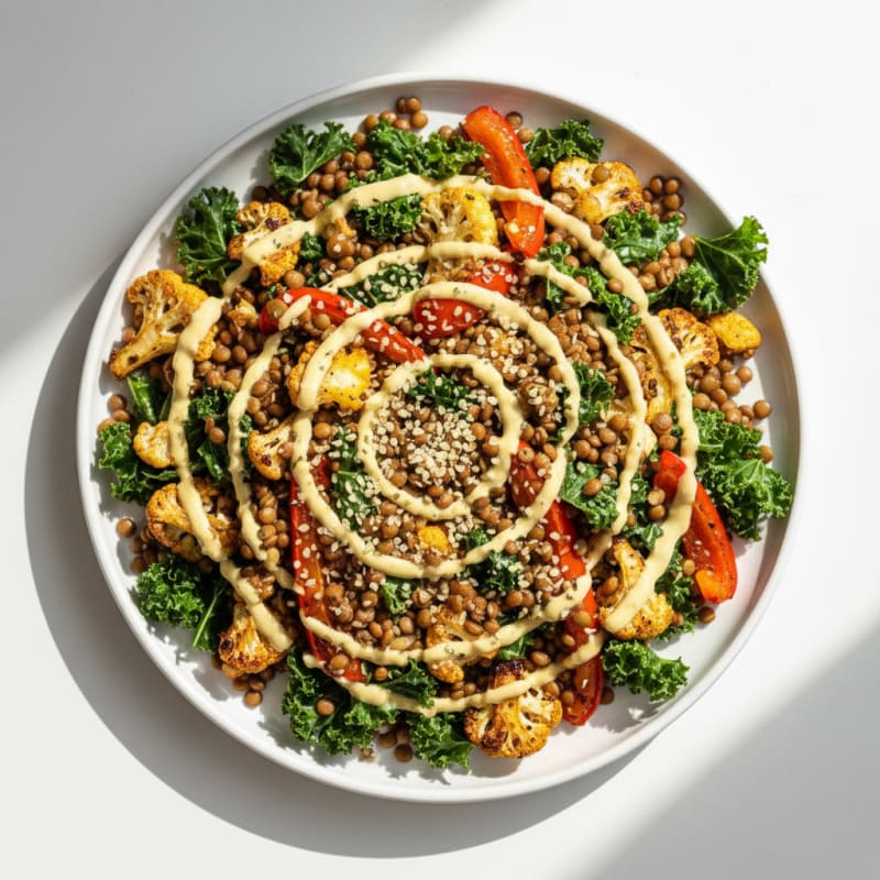 Crispy Lentil and Roasted Vegetable Power Salad