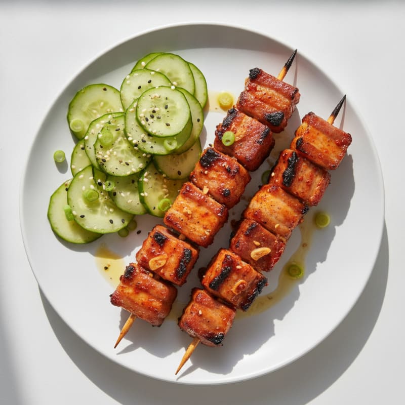 Spicy Gochujang Pork Belly Skewers