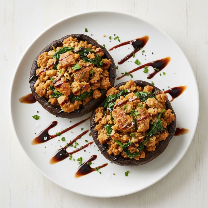 Herb-Stuffed Portobello Mushrooms with Balsamic Glaze