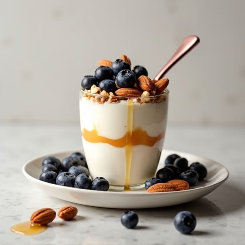 Vanilla Greek Yogurt Protein Parfait with Almonds