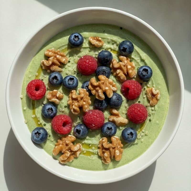 Green Goddess Berry and Nut Yogurt Bowl