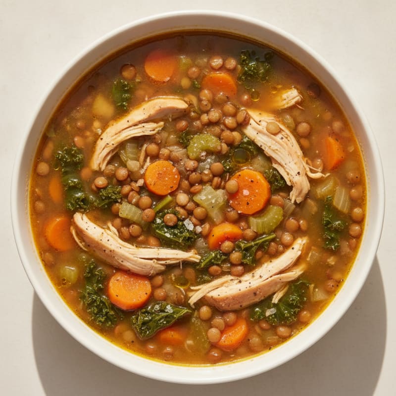 Fiber-Rich Chicken and Lentil Vegetable Soup