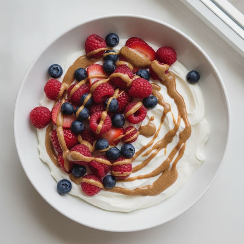 Silky Greek Yogurt Protein Bowl with Mixed Berries and Almond Butter