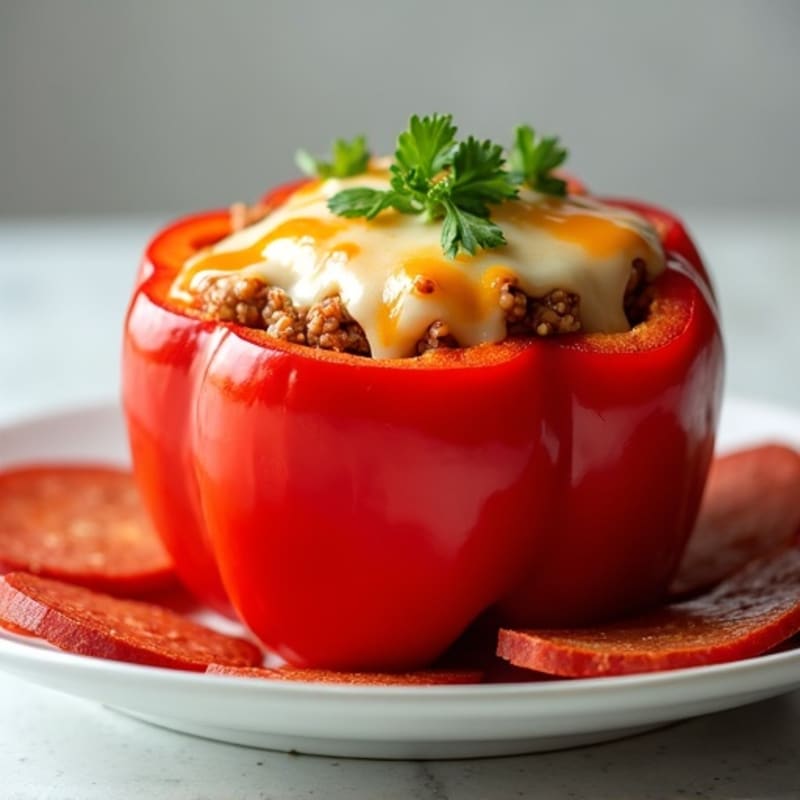 Cheesy Pepperoni-Style Stuffed Bell Peppers