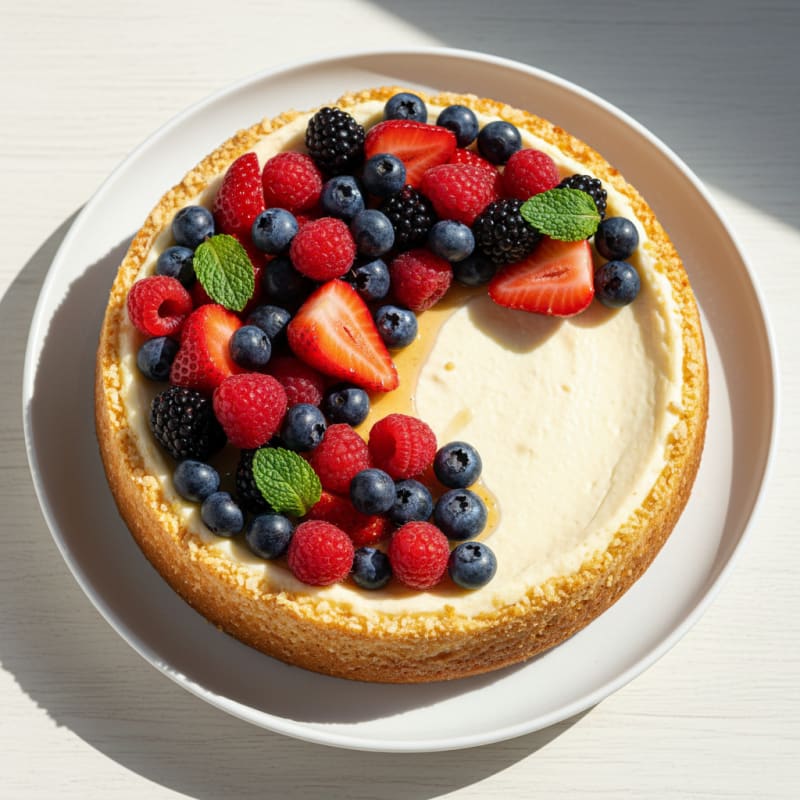 Greek Yogurt Protein Cheesecake with Mixed Berries