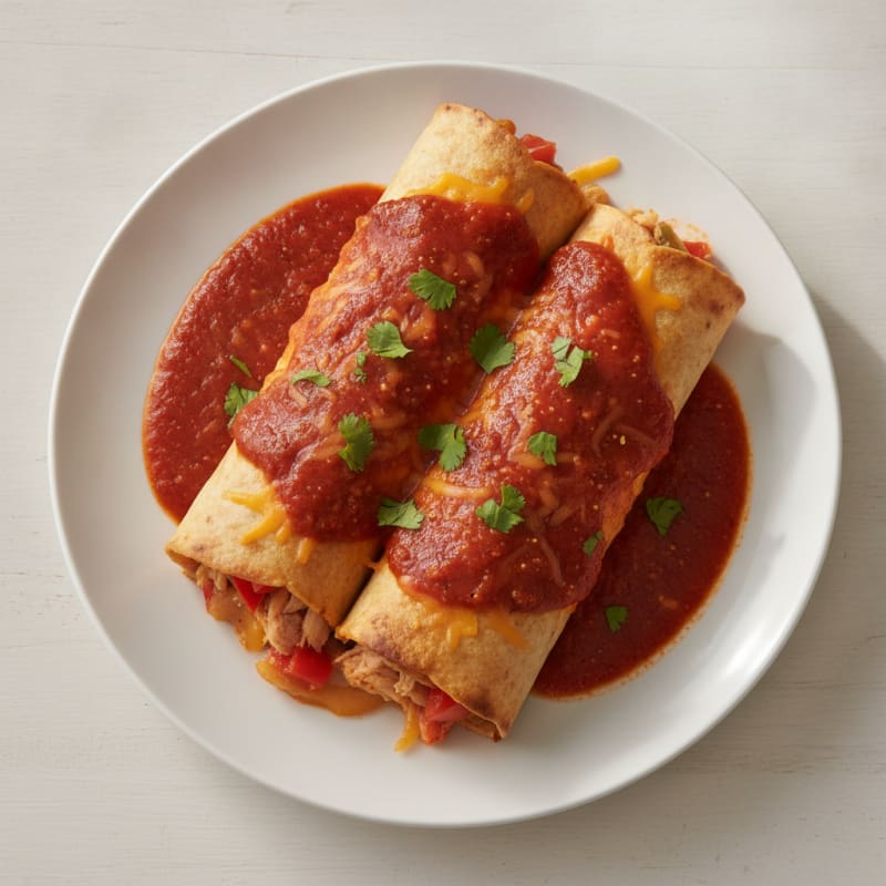 Chicken Enchiladas with Red Chili Sauce