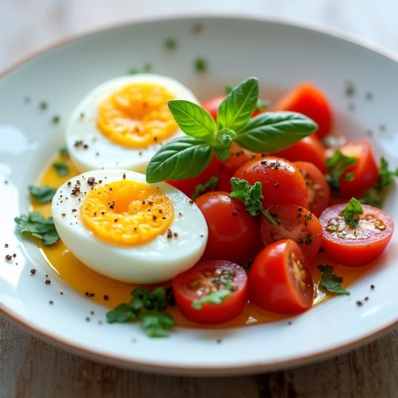 Hard-Boiled Eggs with Fresh Tomato and Herb Salad
