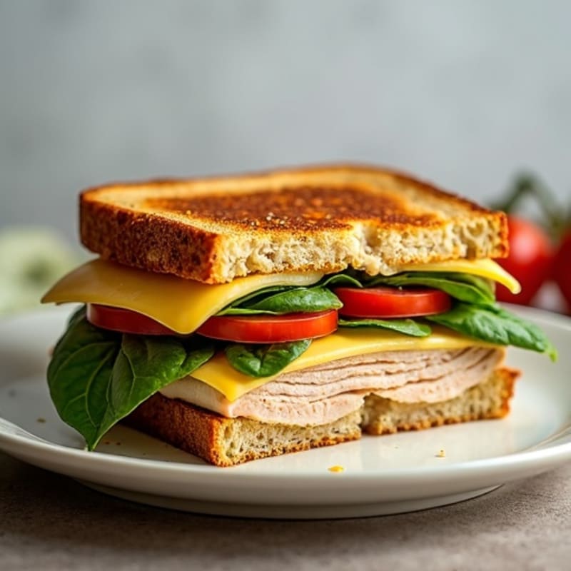 Crispy Whole Grain Turkey and Spinach Triple-Layered Melt