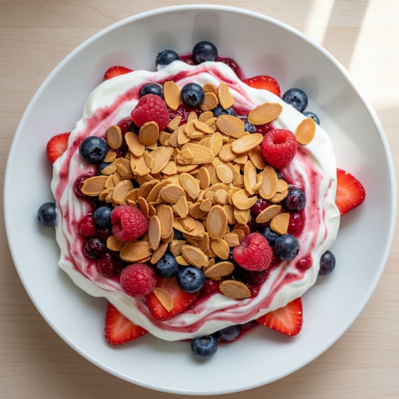 Greek Yogurt Protein Parfait with Berries and Almonds