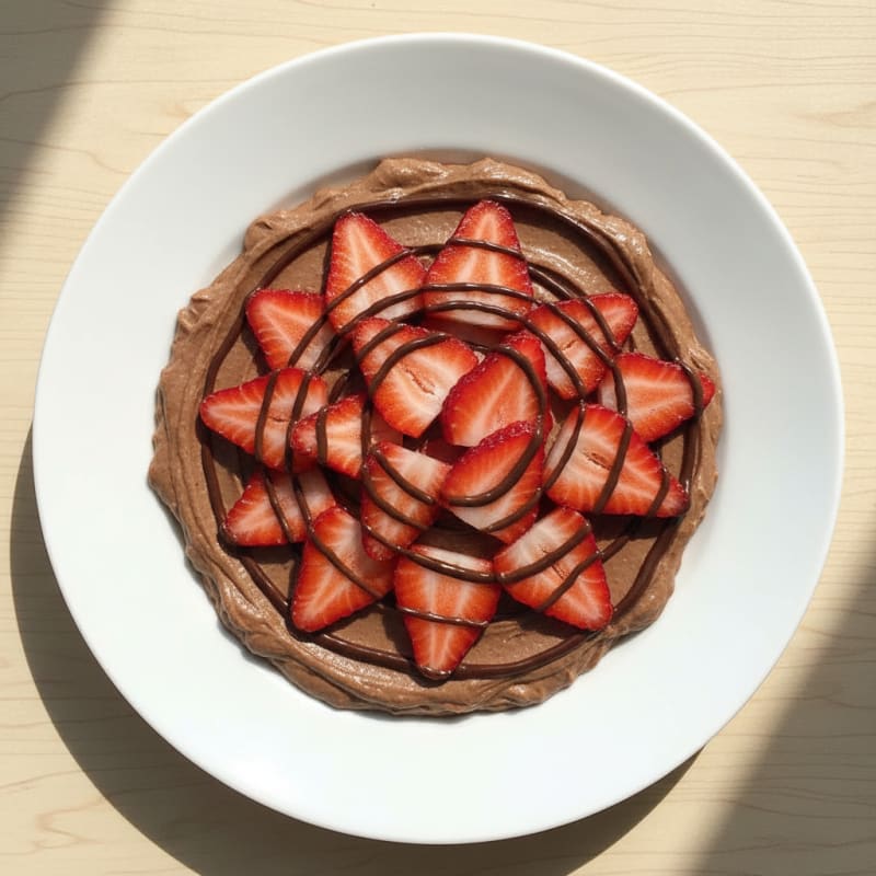 Creamy Chocolate Protein Pudding with Sliced Strawberries