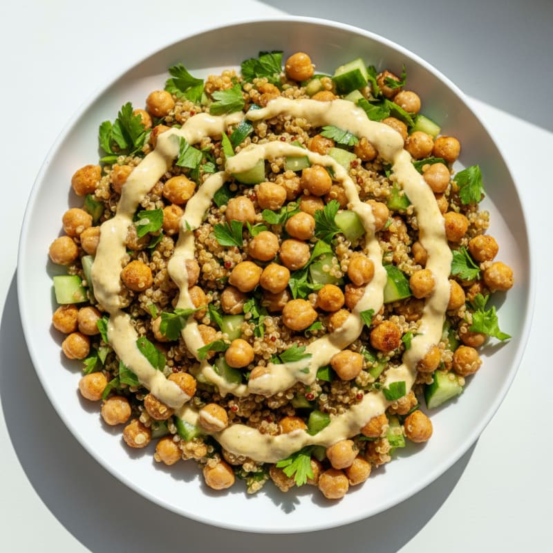 Chickpea and Quinoa Salad with Lemon-Tahini Dressing