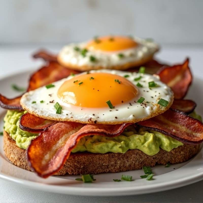 Crispy Bacon and Creamy Avocado on Toasted Whole Grain Bread