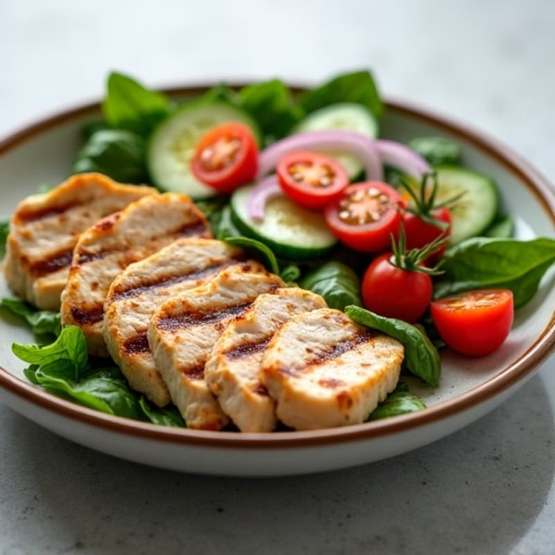 Grilled Turkey Breast with Cucumber Tomato Salad