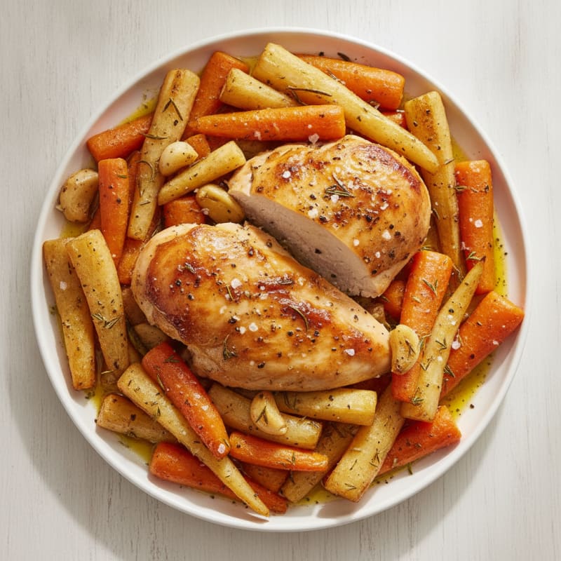 Garlic Herb Roasted Chicken with Root Vegetables