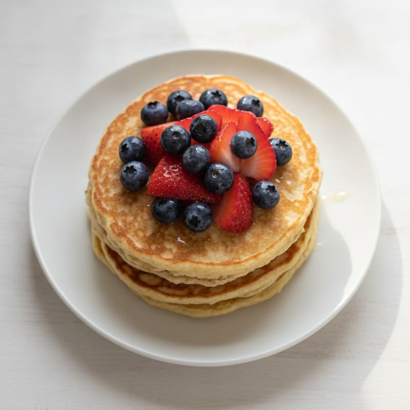 Cottage Cheese Protein Pancakes with Fresh Berries
