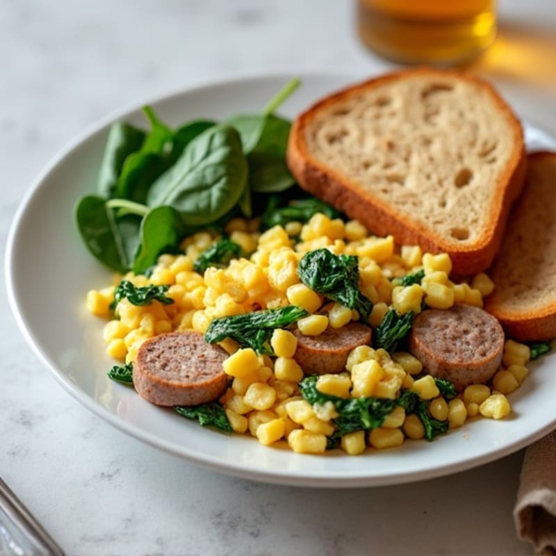 Egg White and Turkey Sausage Scramble with Spinach