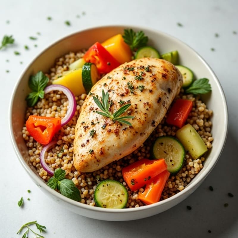 Herb-Roasted Chicken and Vegetable Quinoa Bowl