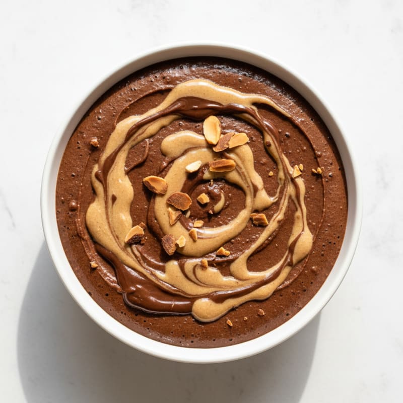 Silky Chocolate Protein Pudding with Almond Butter Swirl