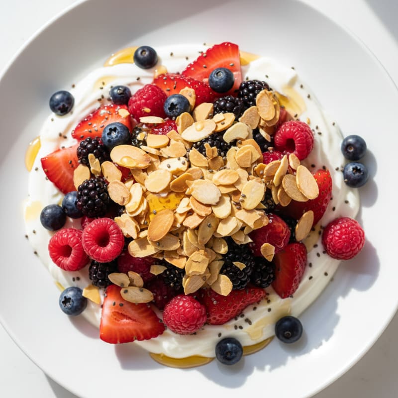 Greek Yogurt Protein Parfait with Berries and Almonds
