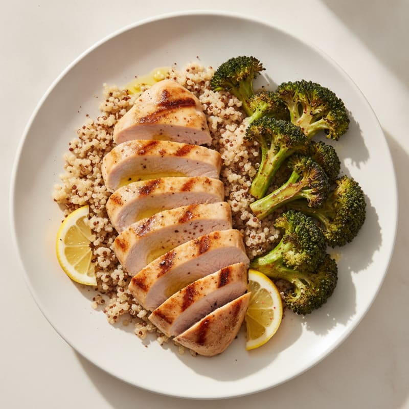Grilled Turkey Breast with Quinoa and Roasted Broccoli