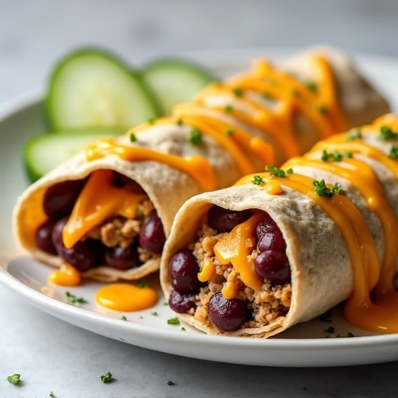 Creamy Cheesy Lean Ground Beef and Black Bean Baked Roll-Ups
