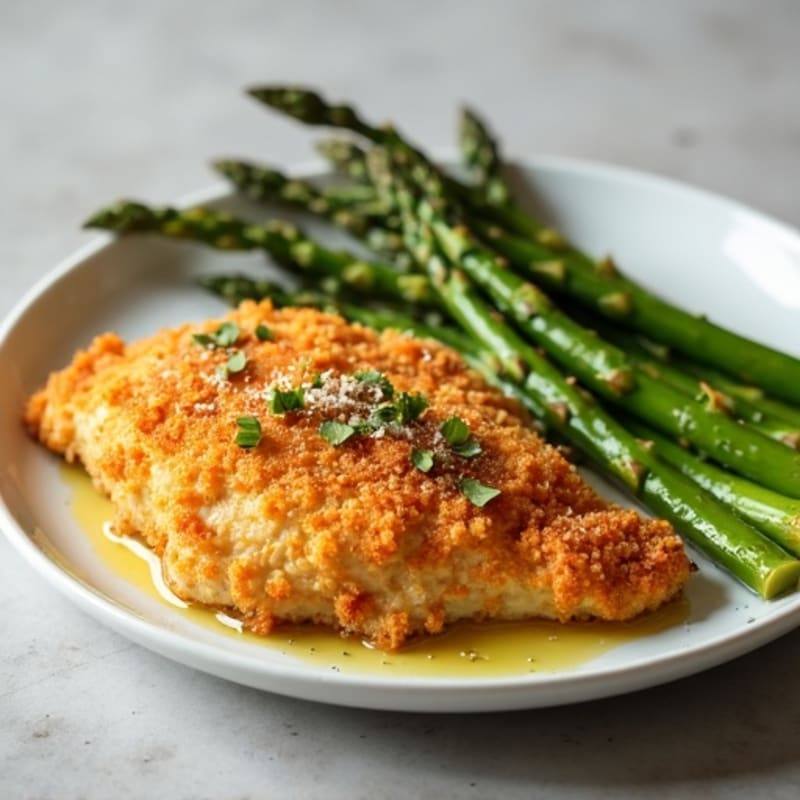 Crispy Buttermilk Baked Chicken with Roasted Asparagus