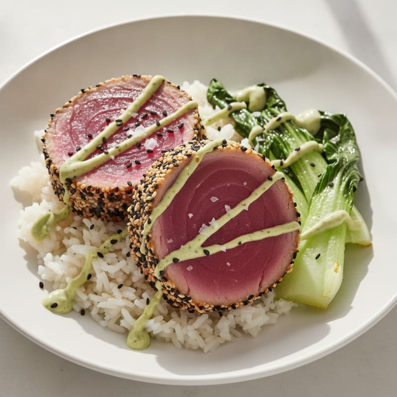 Pan-Seared Ahi Tuna with Wasabi Mayo