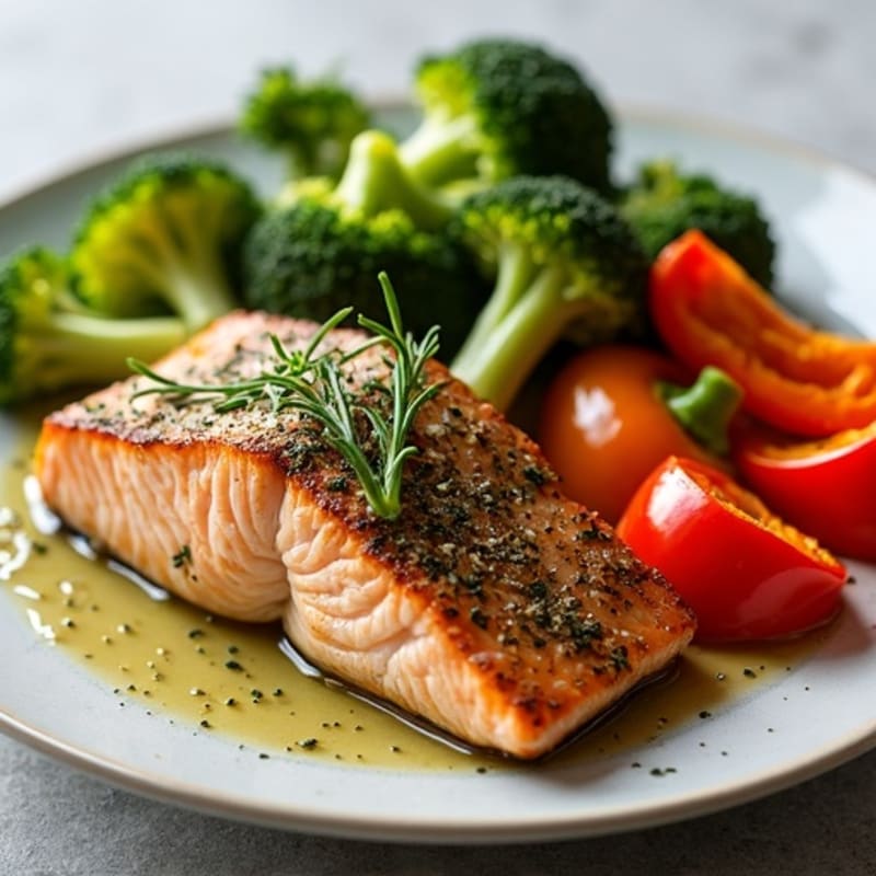 Herb-Crusted Baked Salmon with Roasted Vegetables