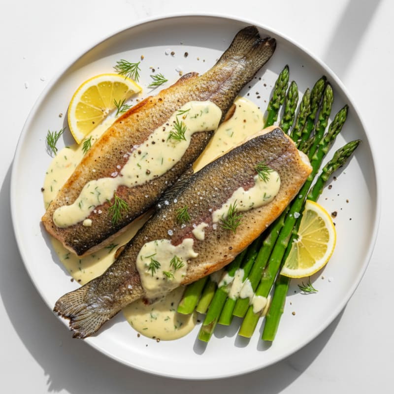 Pan-Seared Rainbow Trout with Lemon-Dill Sauce