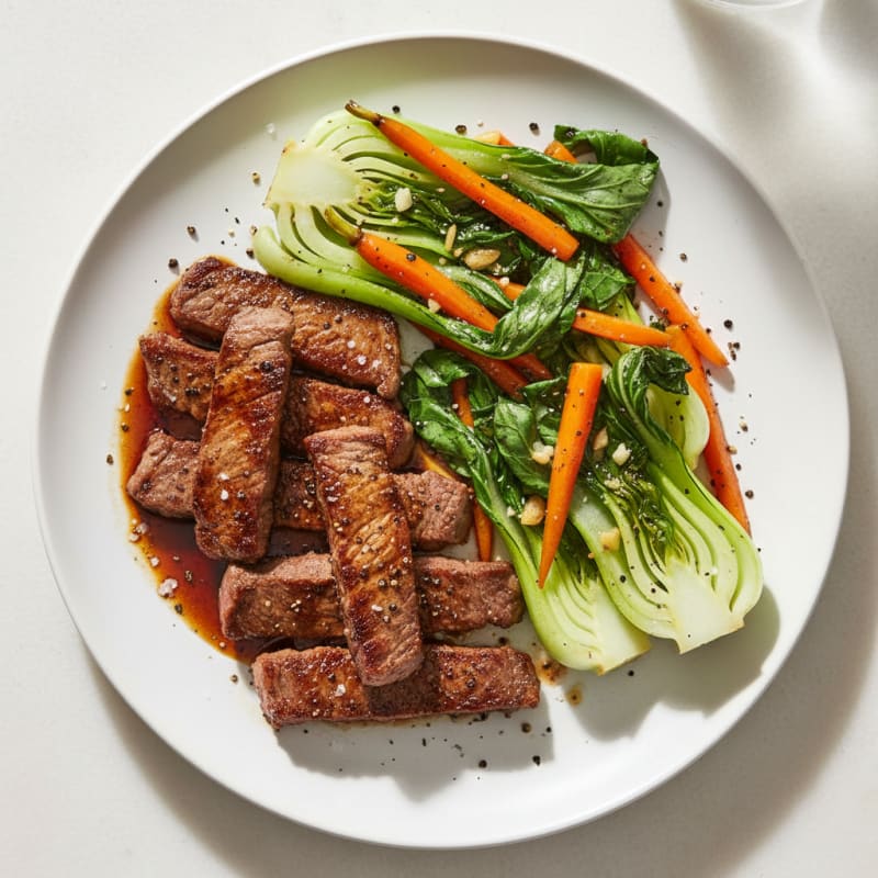 Seared Steak with Ginger Bok Choy