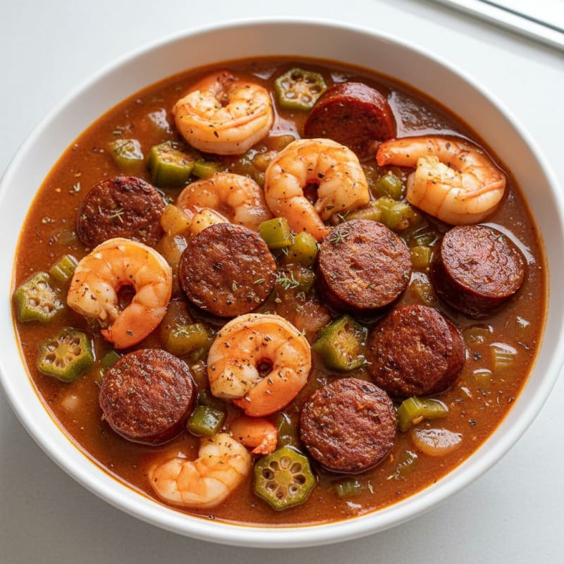Smoky Creole Sausage and Shrimp Gumbo