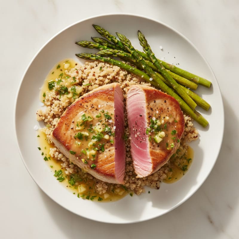 Seared Tuna with Lemon-Herb Sauce
