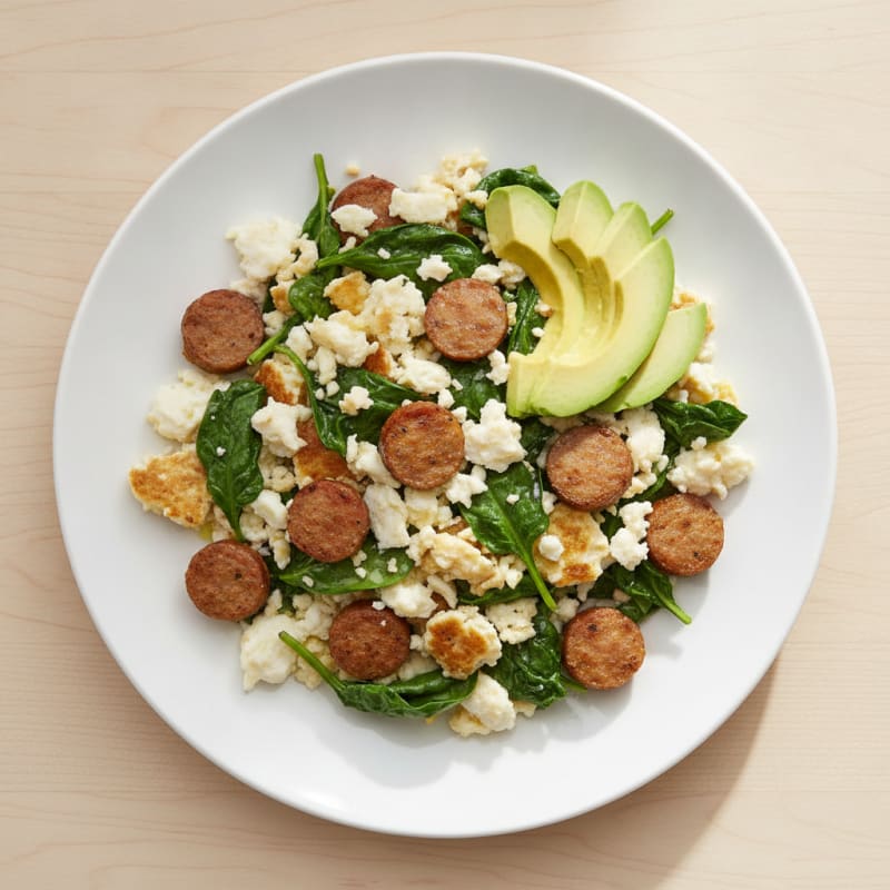 Egg White Scramble with Spinach and Turkey Sausage