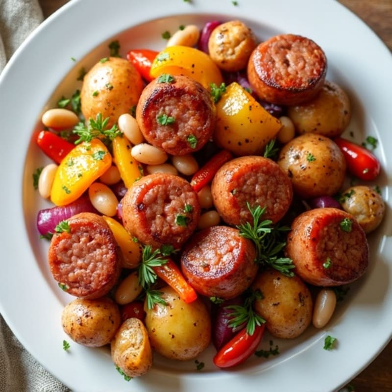 Sheet Pan Italian Sausage and Herb-Roasted Potato Bake